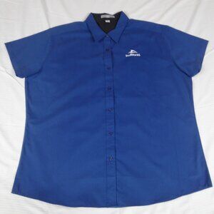 SEA WORLD EMBROIDERED EMPLOYEE BUTTON UP COLLARD SHIRT WOMENS 3XL BLUE K677